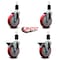 Service Caster 5'' Red Poly Wheel Swivel 1-1/2'' Expanding Stem Caster Set 2 Brakes, 4PK SCC-EX20S514-PPUB-RED-2-PLB-2-112 - alternate 5